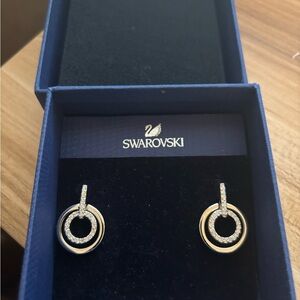 Swarovski Gold and Silver Hoop Earrings with Crystal Embellishments